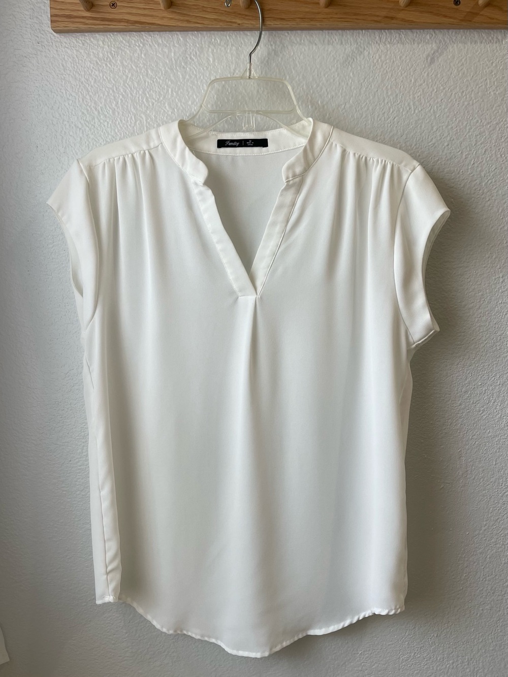 White Cap-Sleeve V-Neck Blouse